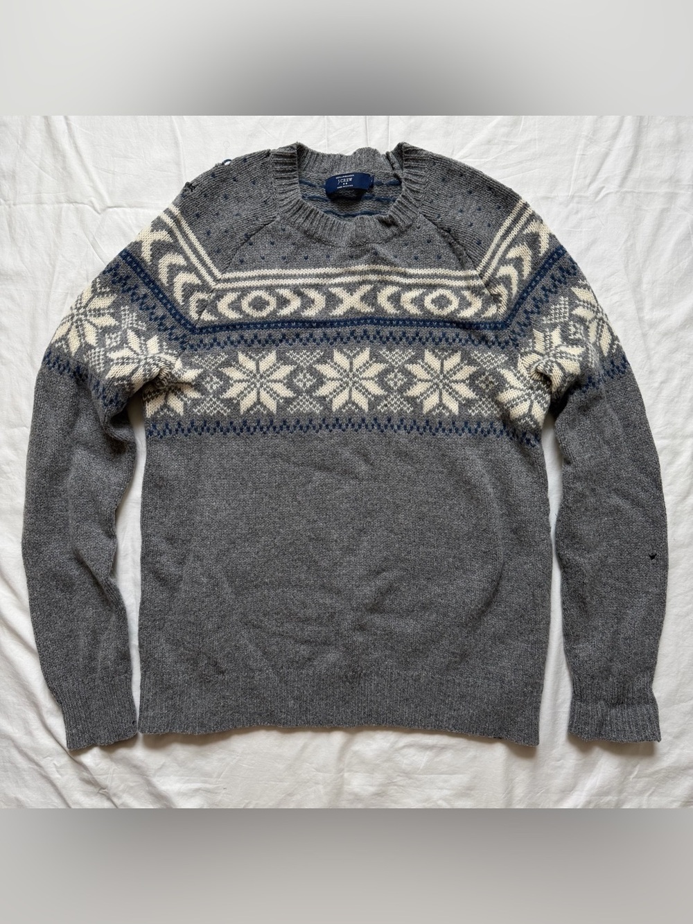 J Crew 100% Lambswool Fair Isle Crewneck Sweater